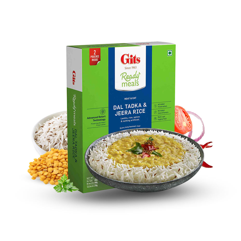 Jeera Rice 190Gm + Dal Tadka 185Gm Gits Food