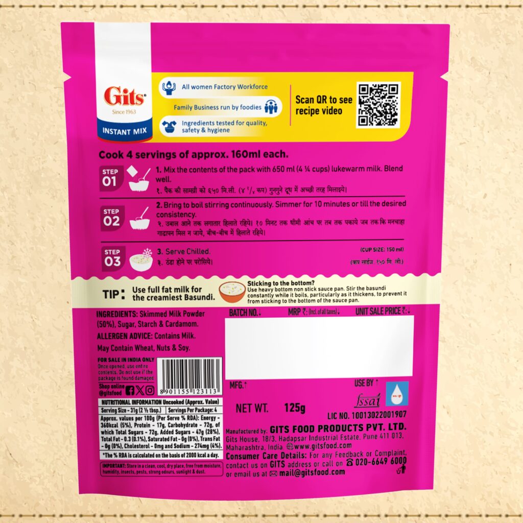 Basundi Mix 125gm (Pack of 3) - Gits Food